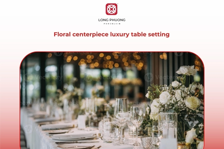 Luxury table setting with floral centerpiece decoration