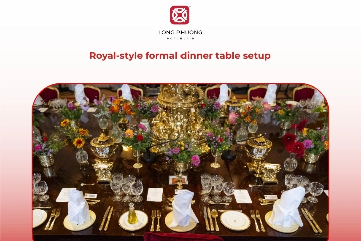 Royal-style formal dinner table setup with luxury details