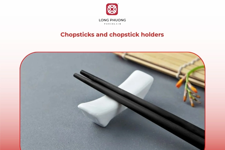 Reusable chopsticks with elegant porcelain chopstick holders