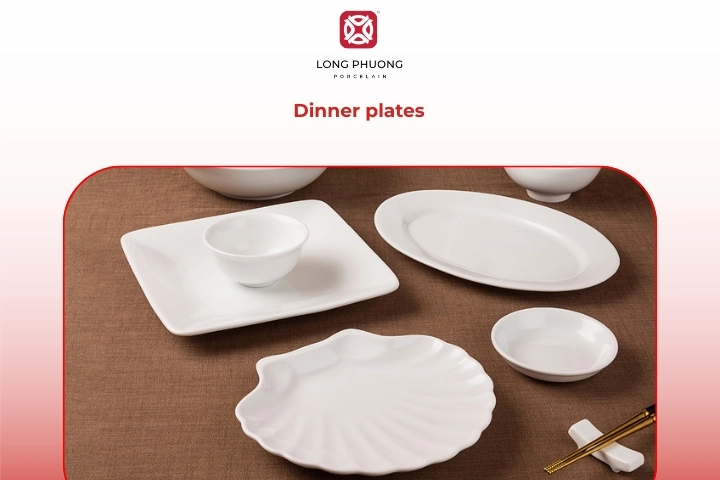 Elegant porcelain dinner plates are kitchen tableware essentials for daily meals