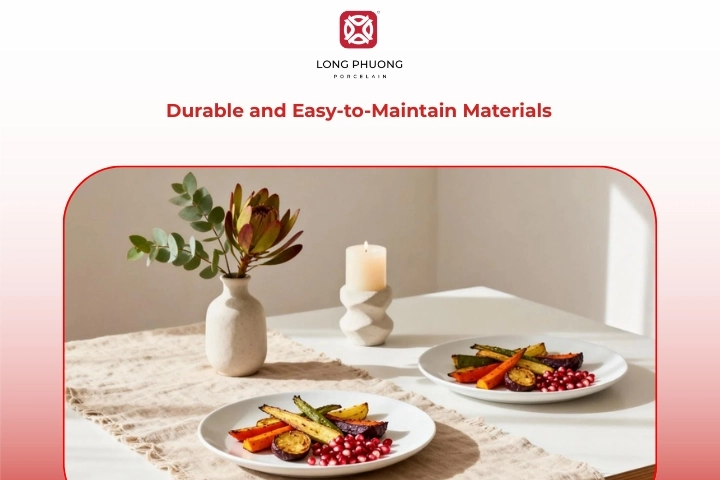 Durable porcelain minimalist tableware for daily use