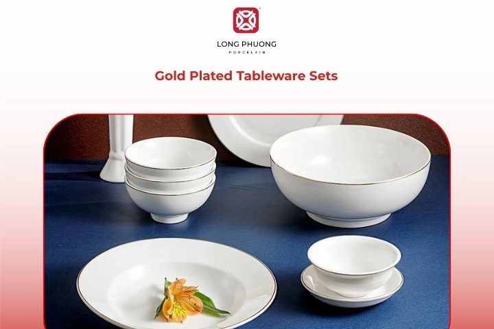 Gold plated minimalist tableware set for luxury dining