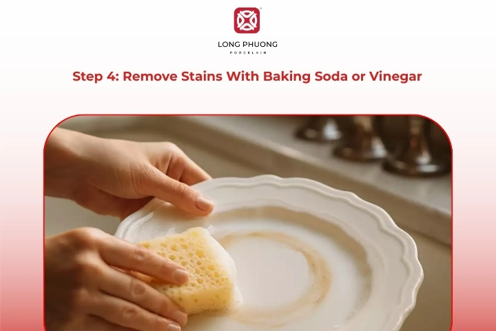 Porcelain care guide for removing porcelain stains with baking soda or vinegar
