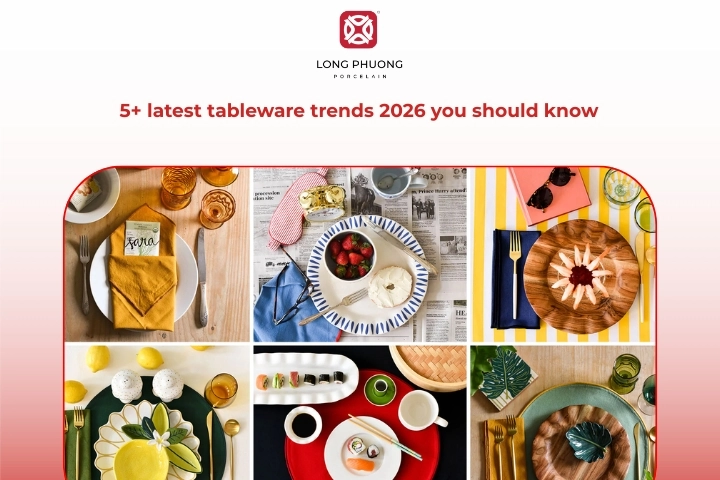 Modern dining table with stylish porcelain tableware reflecting 2026 tableware trends