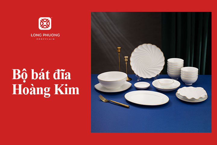 bộ bát đĩa quà tặng hoàng kim