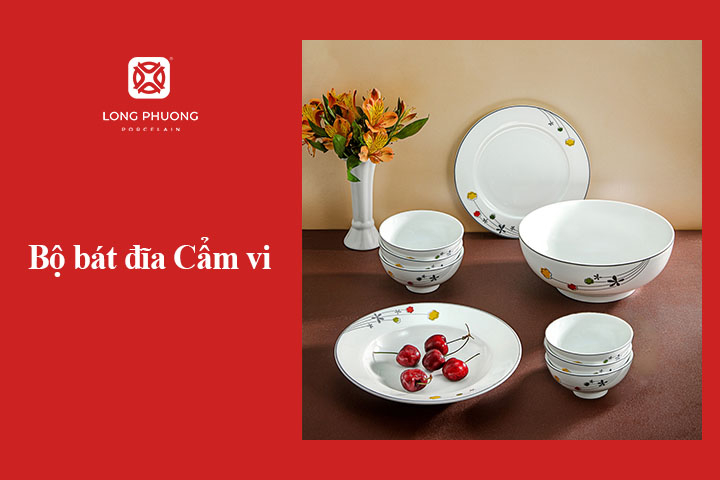 bộ bát đĩa quà tặng Cẩm Vi