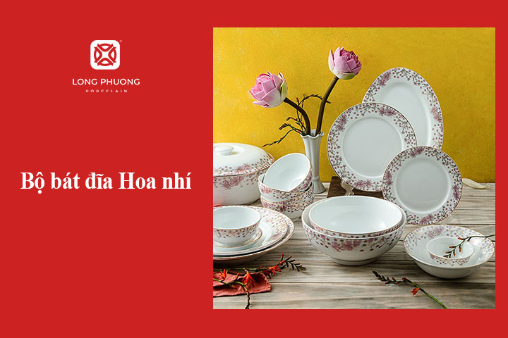 bộ bát đĩa quà tặng hoa nhí