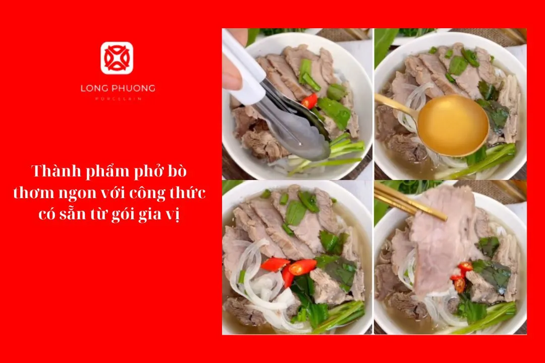 nấu phở bò với gói gia vị có sẵn