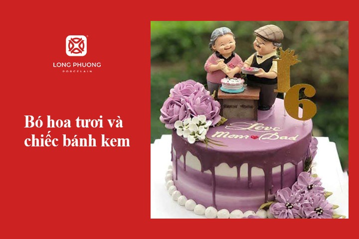 hoa tươi và bánh kem