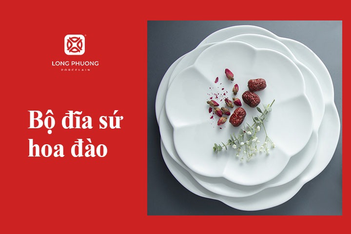 đĩa sứ hoa đào