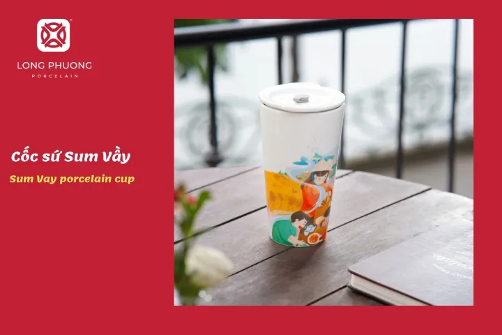 cốc sứ sum vầy làm quà tặng đại hội cháu ngoan bác hồ