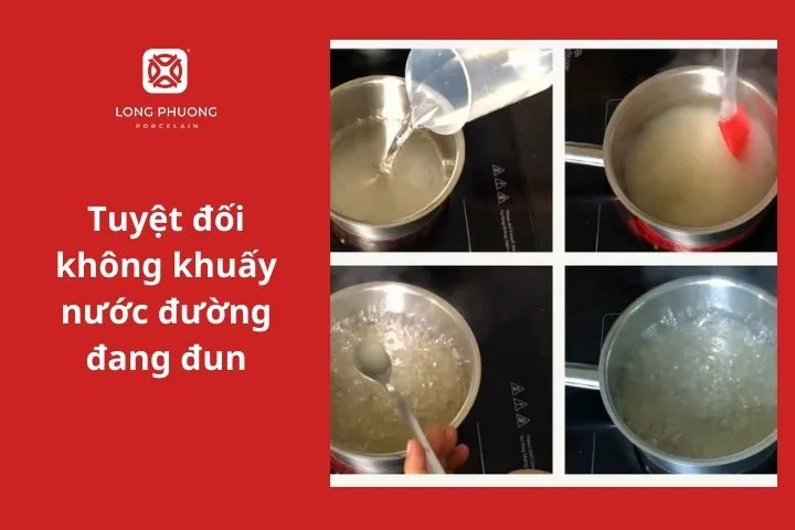 Nấu nước đường bánh dẻo trước khi làm bánh