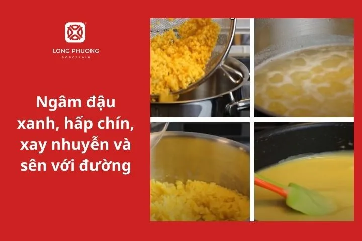 Nhân đậu xanh thơm ngon bên trong bánh dẻo