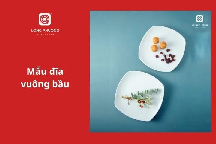 Mẫu đĩa vuông bầu trang trí bánh