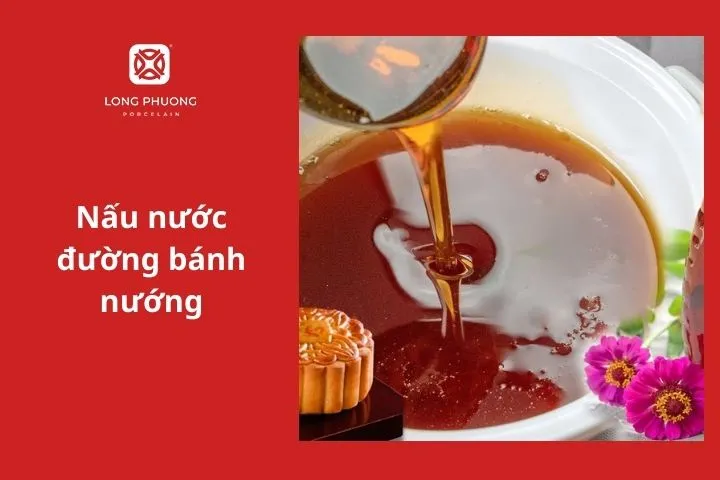 Nấu nước đường bánh nướng để làm bánh trung thu đậu xanh