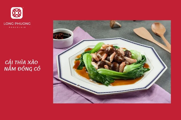 cỗ chay với cải thìa xào nấm