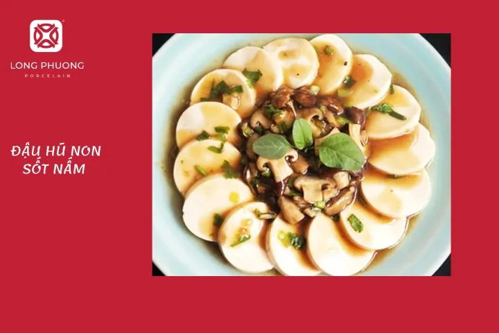 cúng chay với đậu hũ non sốt nấm