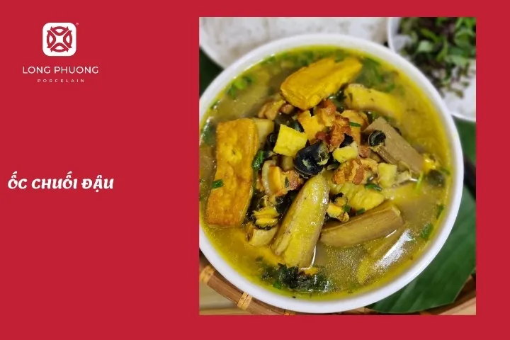 trời mưa nấu ốc chuối đậu