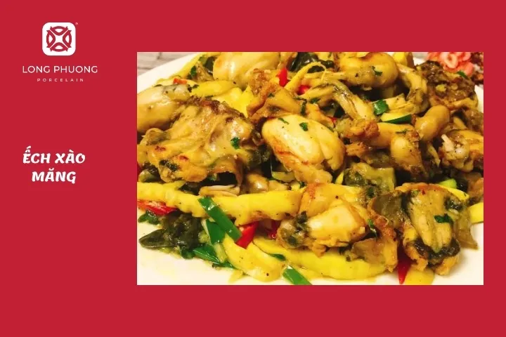 món ếch xào măng ngày mưa