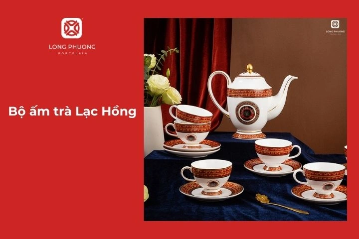 Bộ ấm trà Lạc Hồng sứ Long Phương
