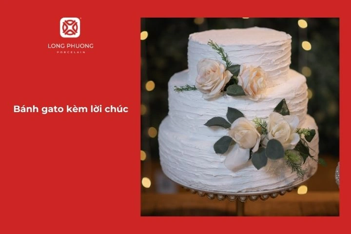 Bánh gato kèm lời chúc hạnh phúc cho ba mẹ