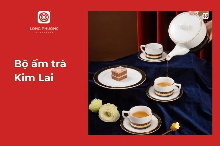 Bộ ấm trà Kim Lai sứ Long Phương