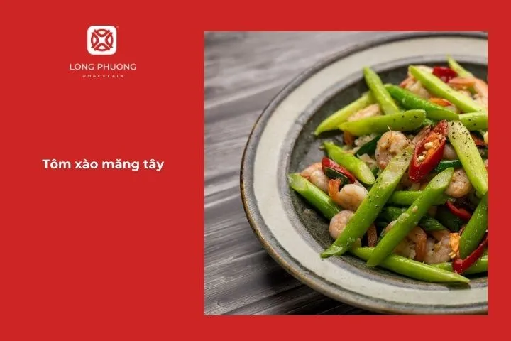 Tôm xào cùng măng tây giòn ngọt