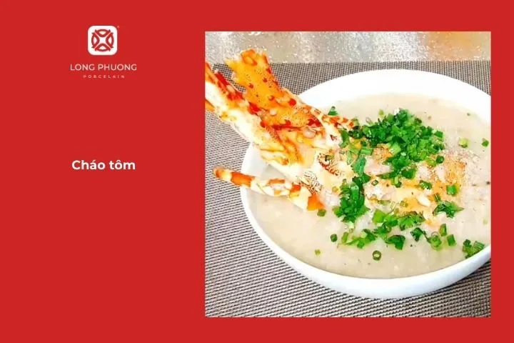 Tôm nấu với cháo mềm mịn, ngọt tự nhiên