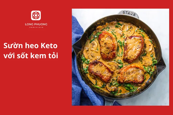 Sườn heo Keto với sốt kem tỏi