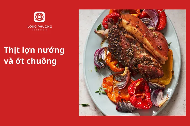 Thịt lợn nướng và ớt chuông