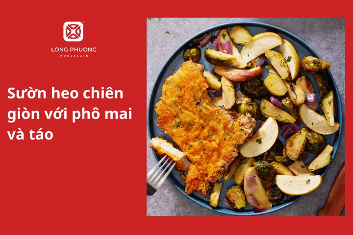 Sườn heo chiên giòn với phô mai và táo