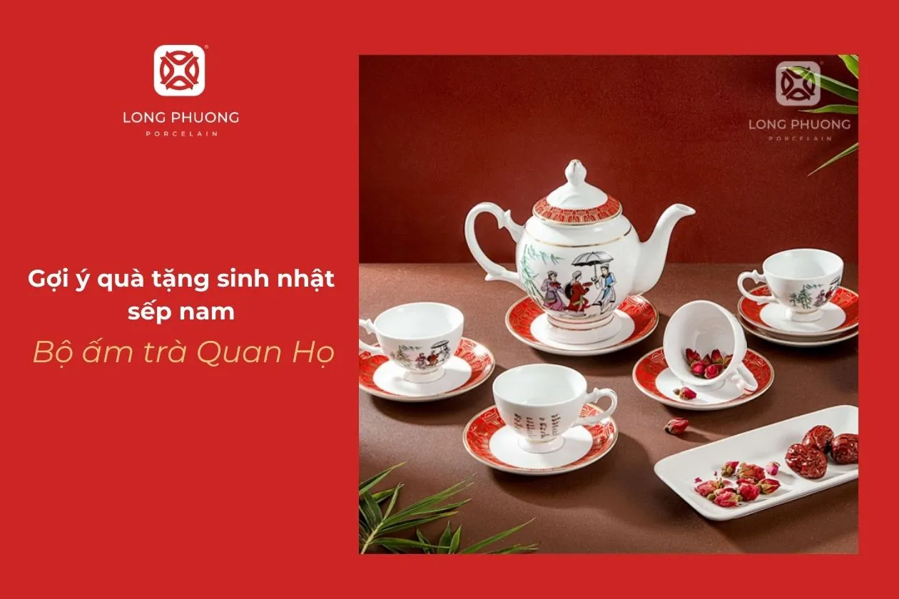bộ ấm trà quan họ tặng sếp