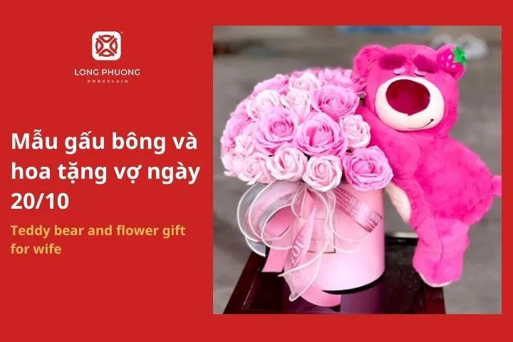Mẫu gấu bông và hoa tặng vợ ngày 20/10