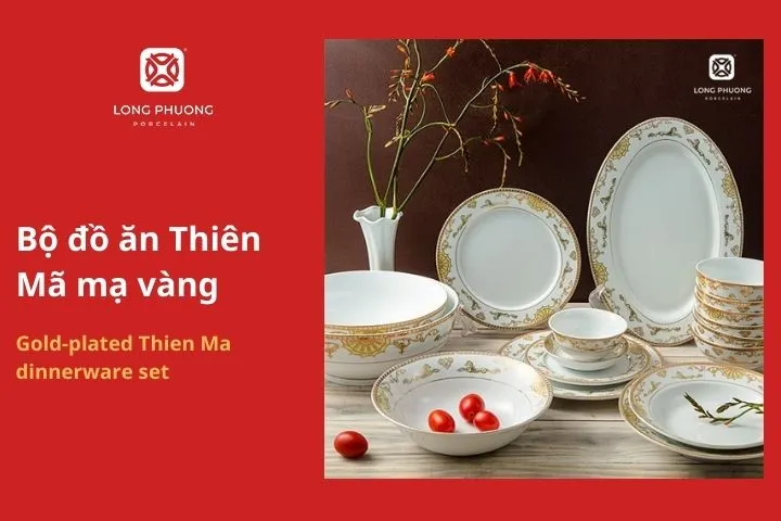 Gợi ý quà tặng bát đĩa Thiên Mã mạ vàng