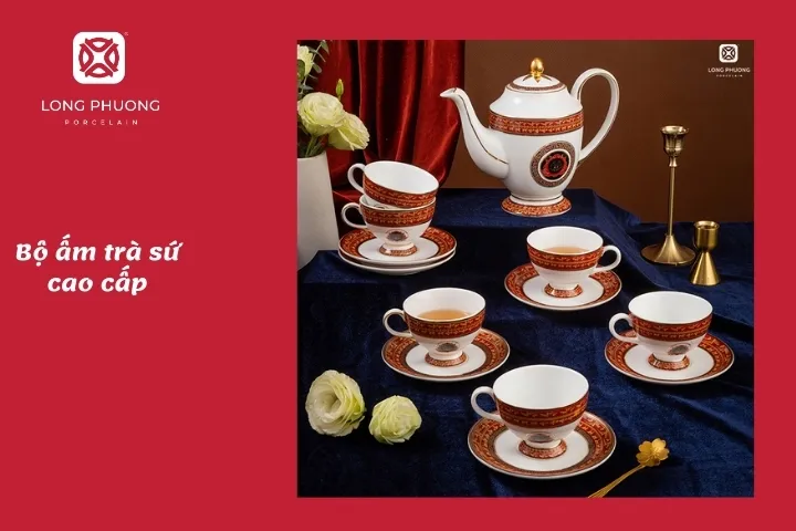 tặng thầy cô bộ ấm trà sứ