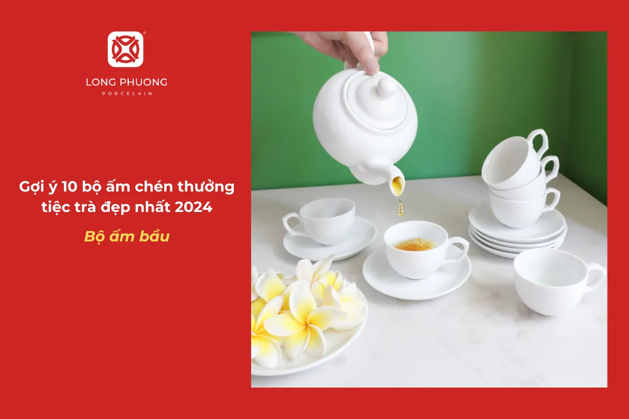 bộ ấm bầu sứ trắng