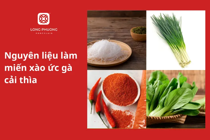 Nguyên liệu làm miến xào ức gà cải thìa