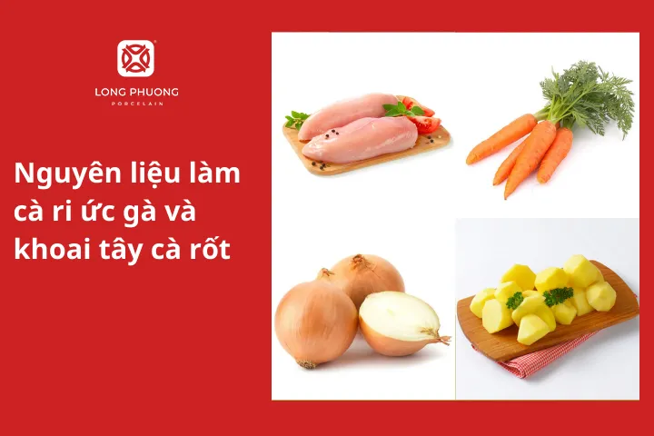 Nguyên liệu làm cà ri ức gà và khoai tây cà rốt