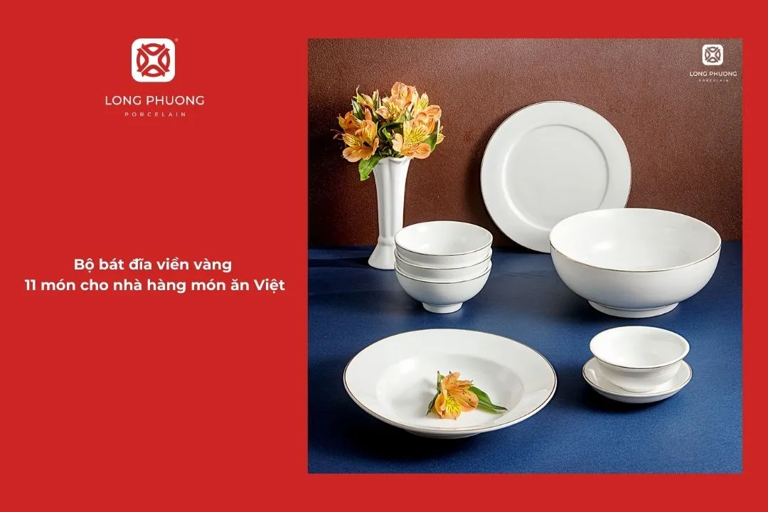 bát đĩa viền vàng