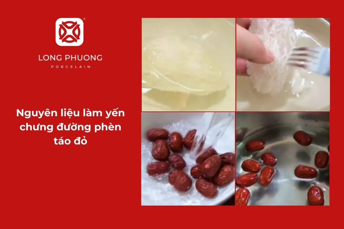 nguyên liệu chưng yến với đường phèn táo đỏ