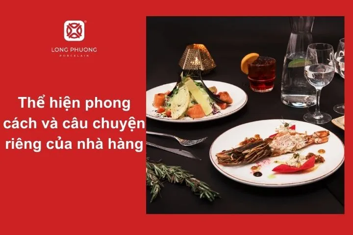 Bộ bát đĩa họa tiết truyền thống hoặc hiện đại thể hiện phong cách riêng của nhà hàng