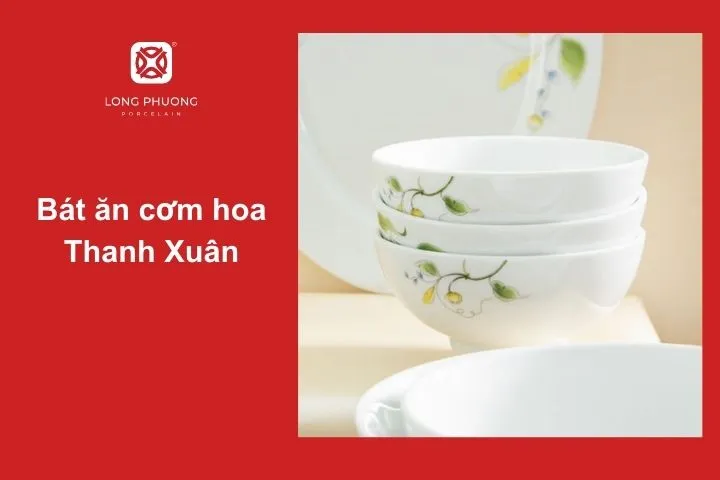 Bát in hoa văn nhẹ nhàng, mang lại cảm giác thanh lịch và dịu dàng