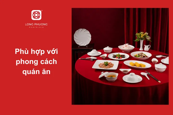 Mẫu mã bát đĩa nên phù hợp với không gian quán ăn để tạo nên sự đồng nhất