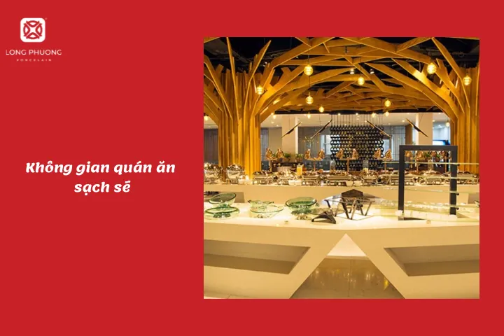 Không gian nhà hàng buffet rộng rãi sẽ tạo nên cảm giác thoải mái cho thực khách.