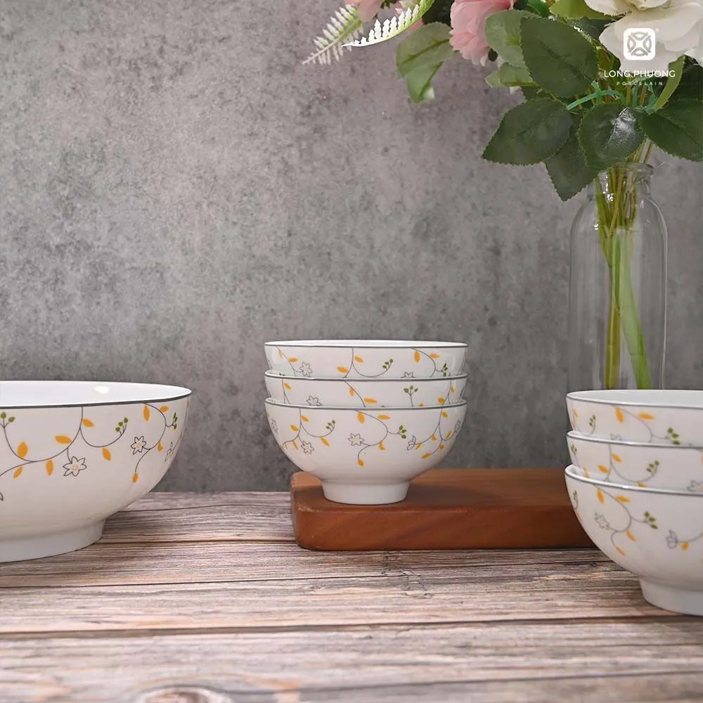 chén ăn cơm hoa dây cam