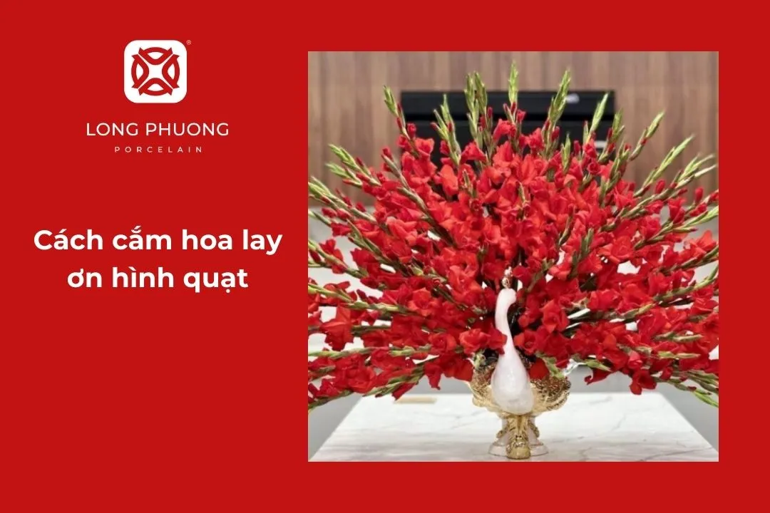 cắm hoa lay ơn với hình quạt