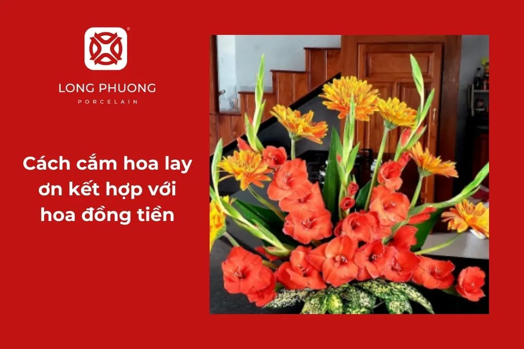 cắm hoa lay ơn với hoa đồng tiền