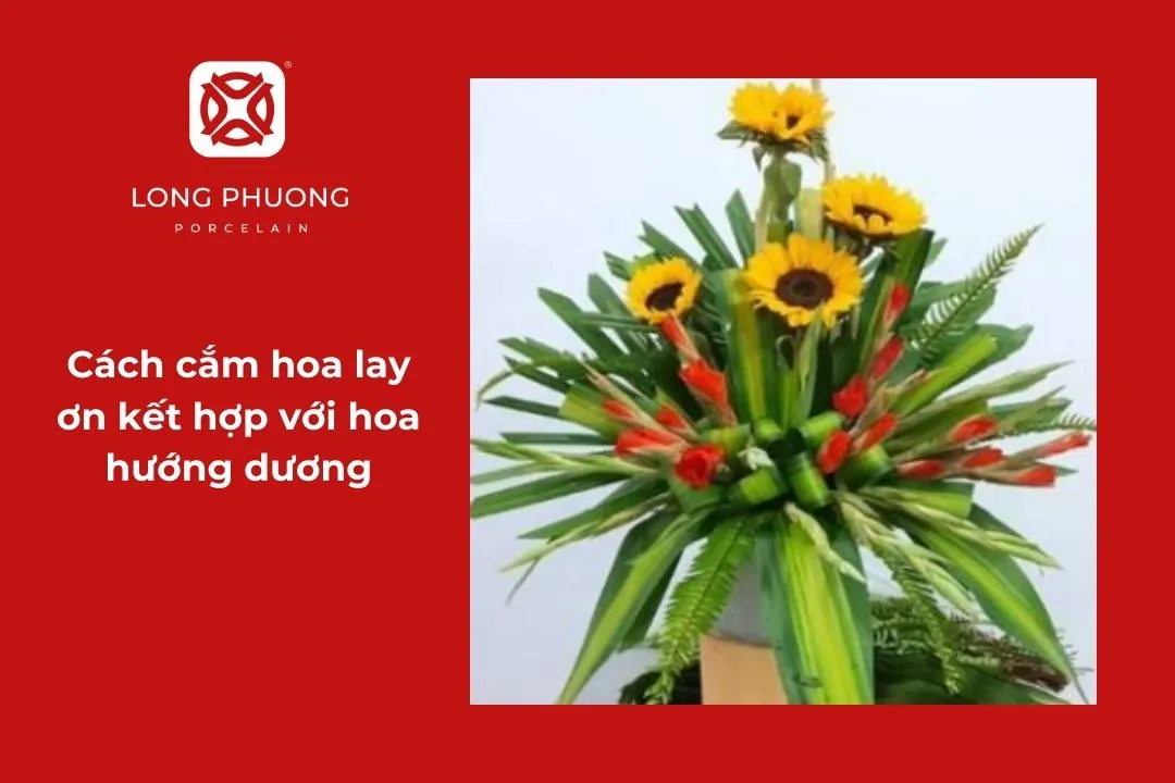 cắm hoa lay ơn với hoa hướng dương