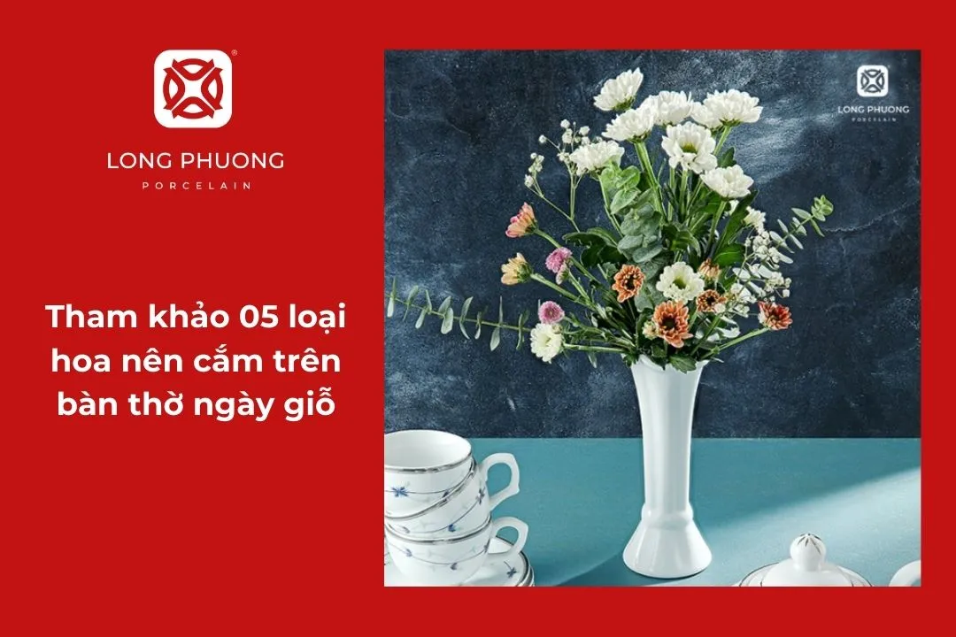 cắm hoa bằng bình sứ bô đê
