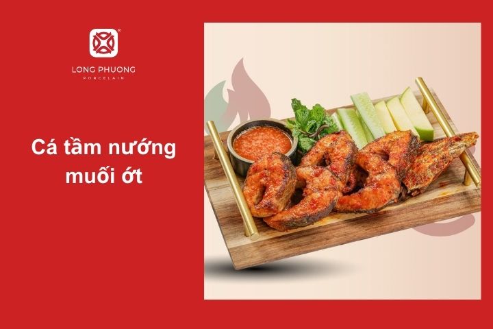 Món cá tầm nướng muối ớt là lựa chọn lý tưởng cho những buổi tiệc ngoài trời